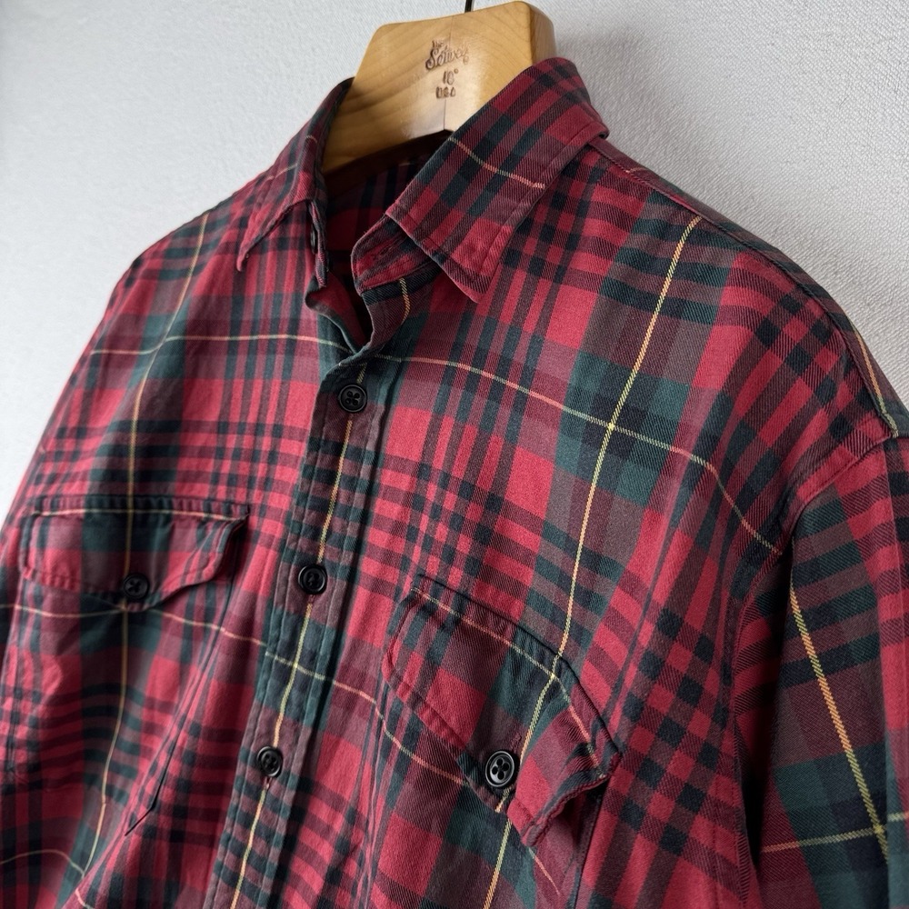 90's Vtg Polo Ralph Lauren Tartan Plaid Wool‎ Blend Flannel Shirt Men's M Red - Picture 3 of 14